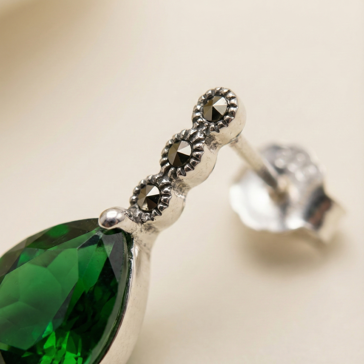 Azure Teardrop Marcasite Earrings