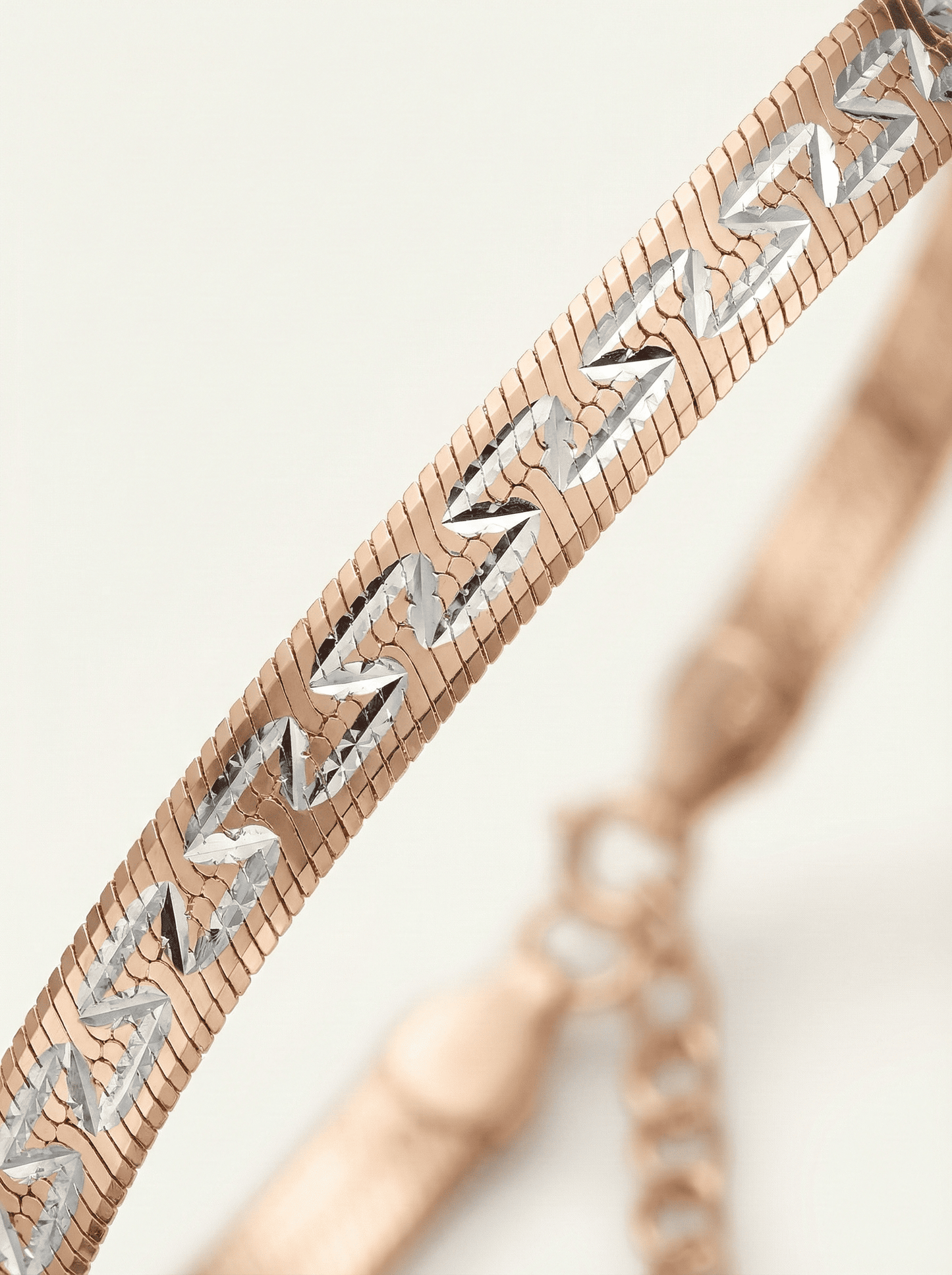 The Meander Rose Gold Herringbone Anklet