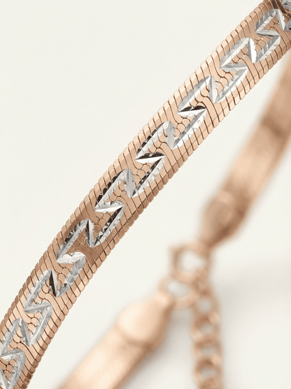 The Meander Rose Gold Herringbone Anklet
