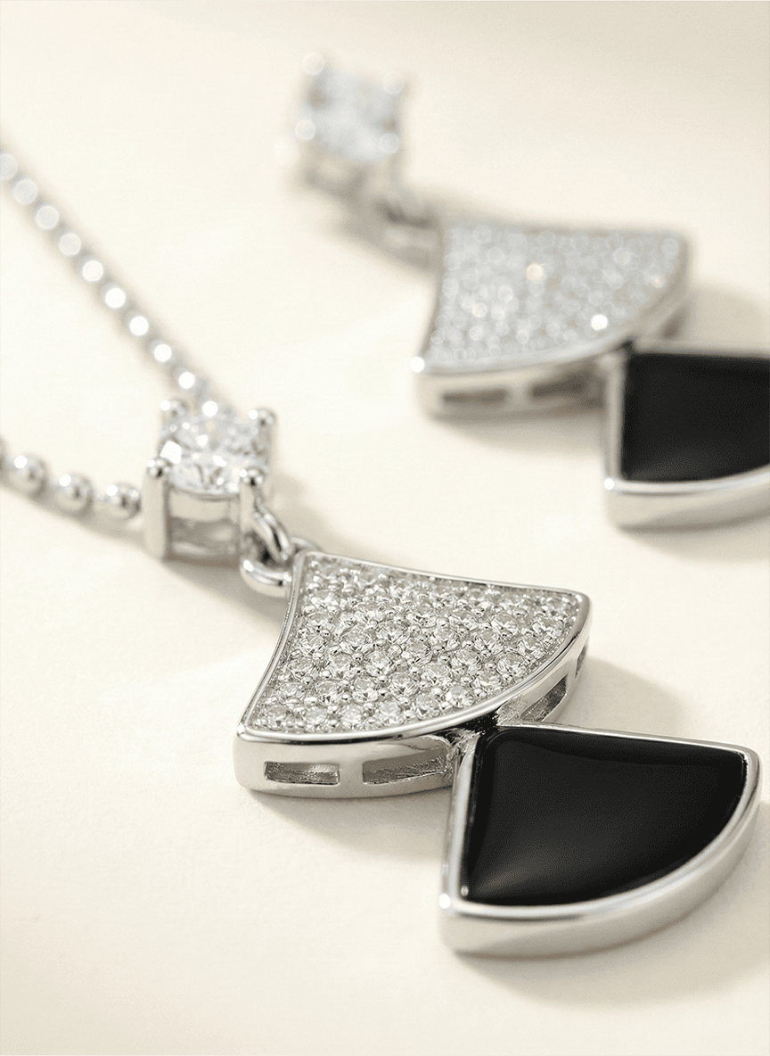 Midnight Mosaic Art Deco Fan Set