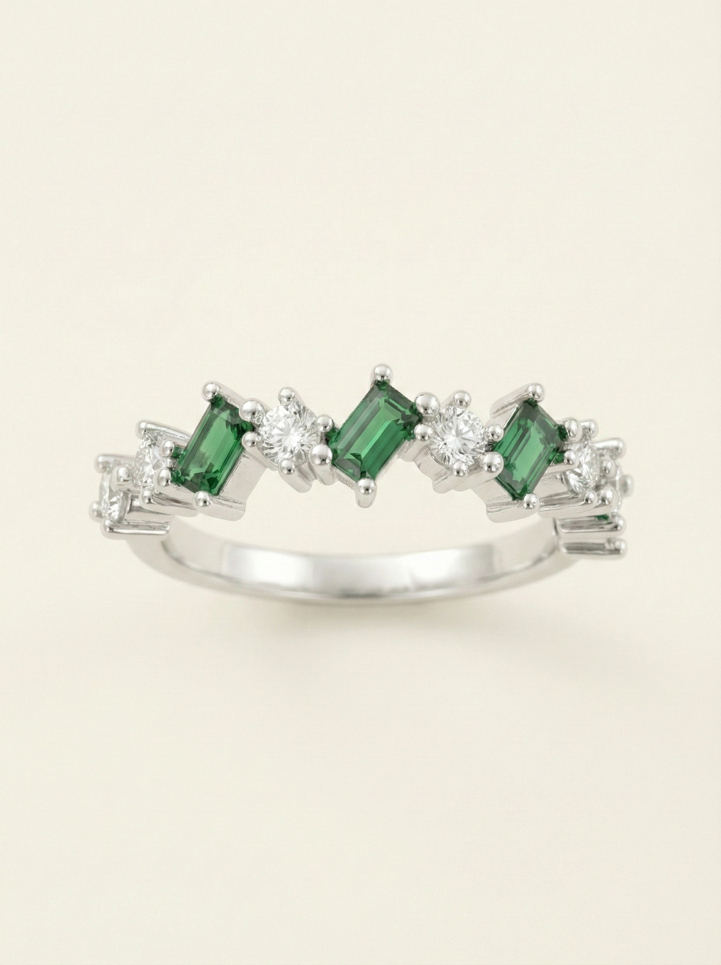 The Verdant Muse Staggered Baguette Ring