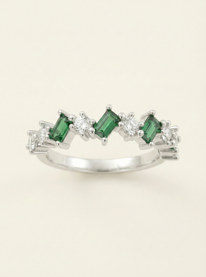 The Verdant Muse Staggered Baguette Ring