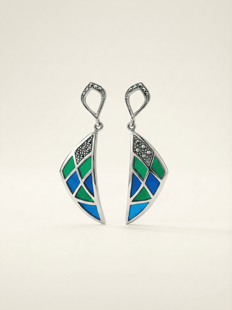 Azure & Emerald Mosaic Sail Earrings