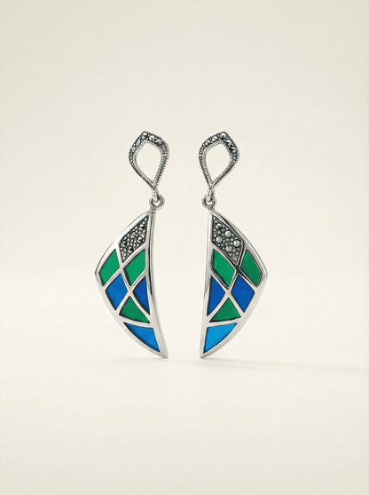 Azure & Emerald Mosaic Sail Earrings