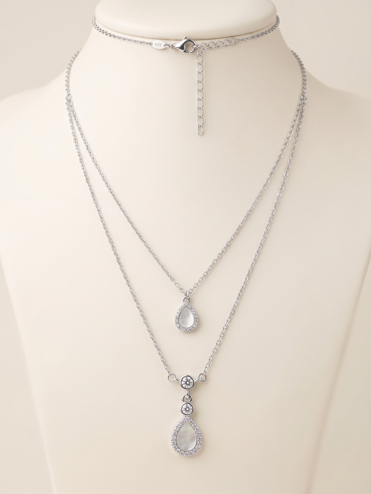 Lumina Layered Teardrop Halo Necklace