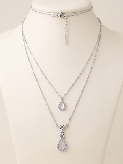Lumina Layered Teardrop Halo Necklace