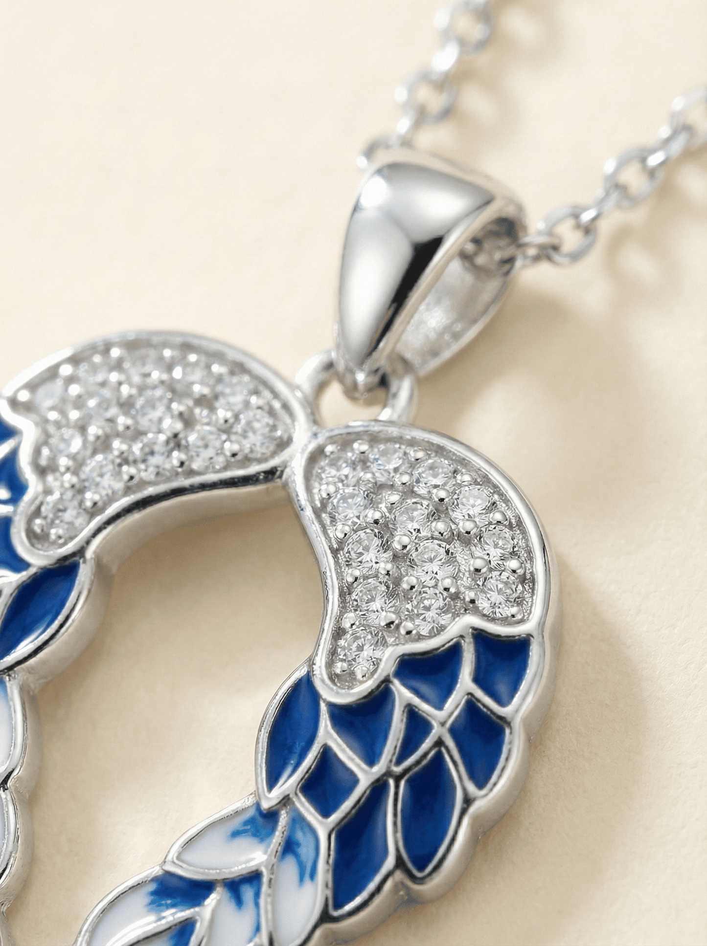 Azure Seraphic Wings Heart Necklace