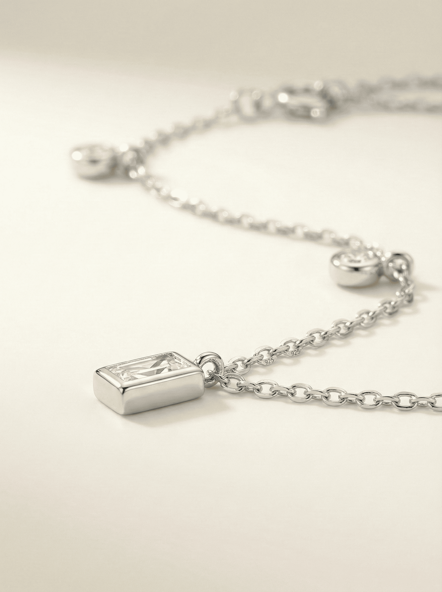 The Rhythm Anklet: Alternating Baguette & Round Charms
