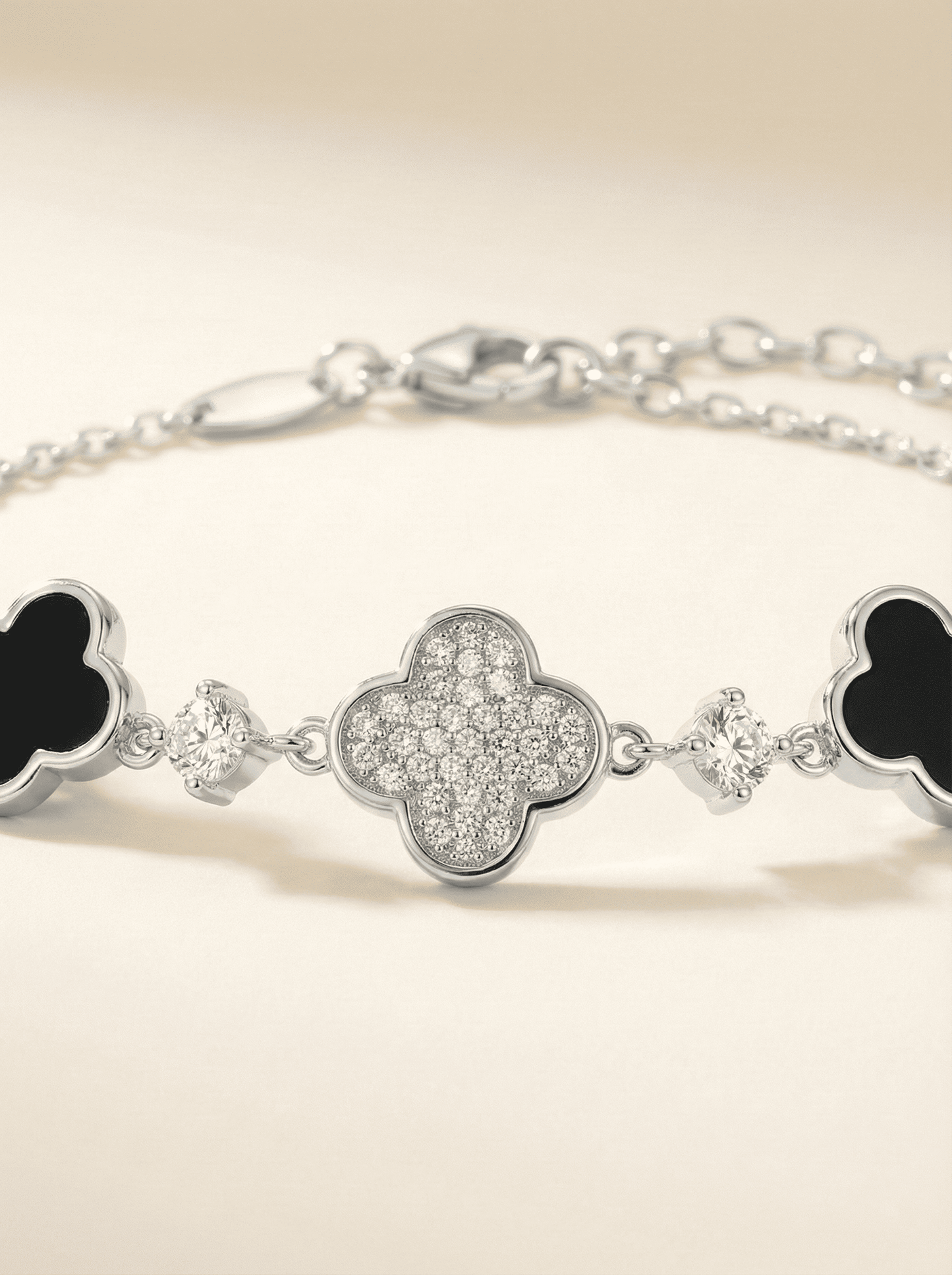 Midnight Bloom Clover Bracelet