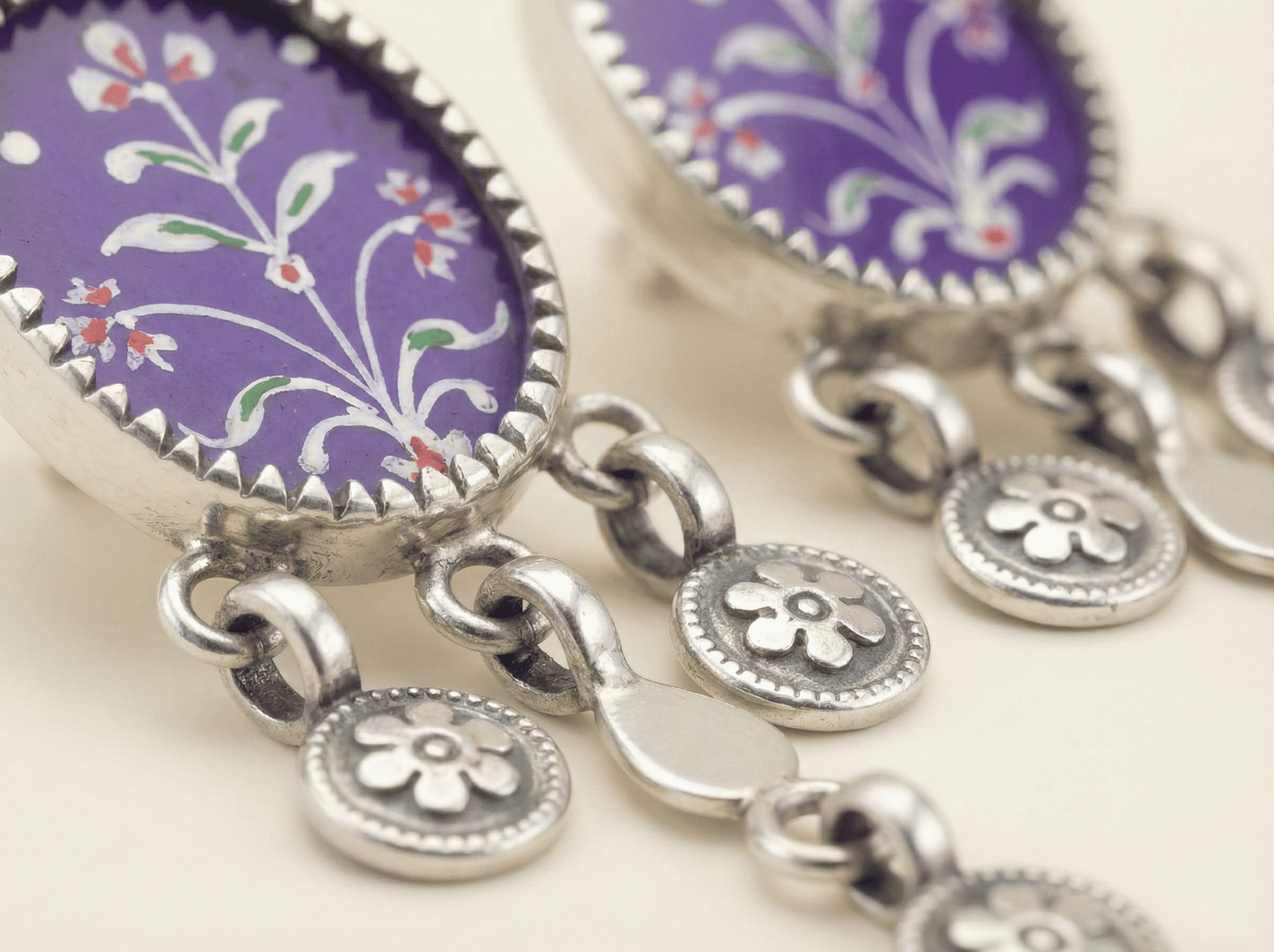 Purple Flora Heritage Dangle Earrings