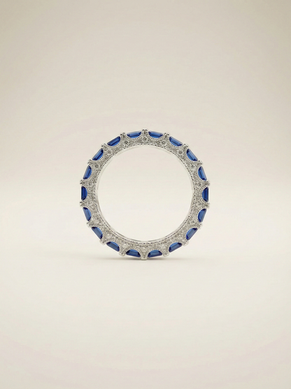 Azure Horizon Sapphire & Silver Eternity Band