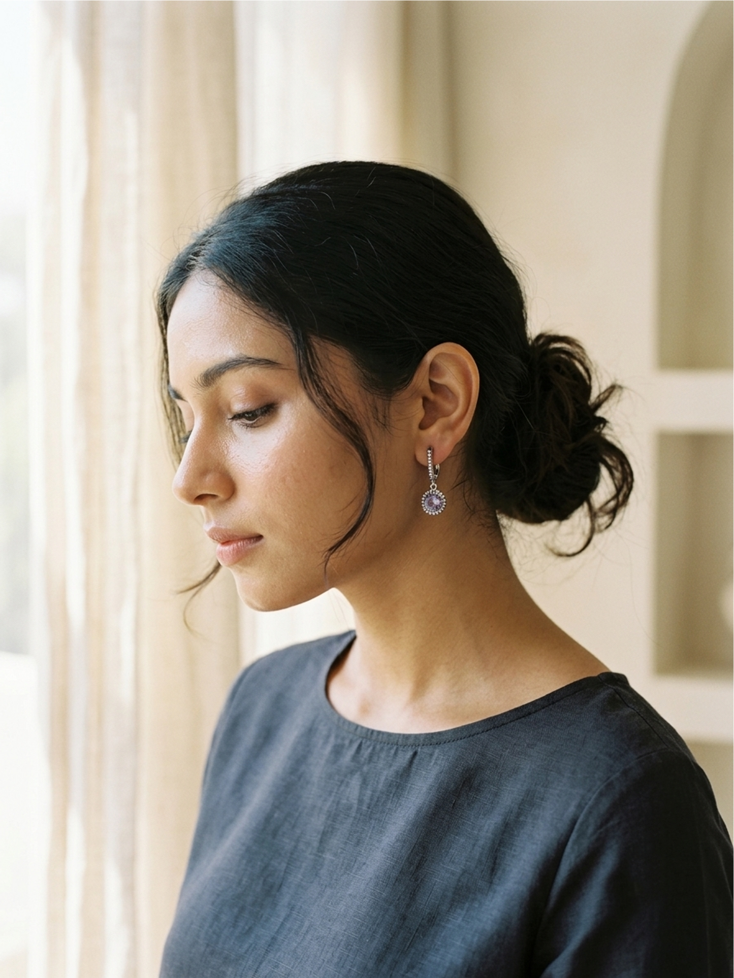 Violet Aura Halo Drop Earrings