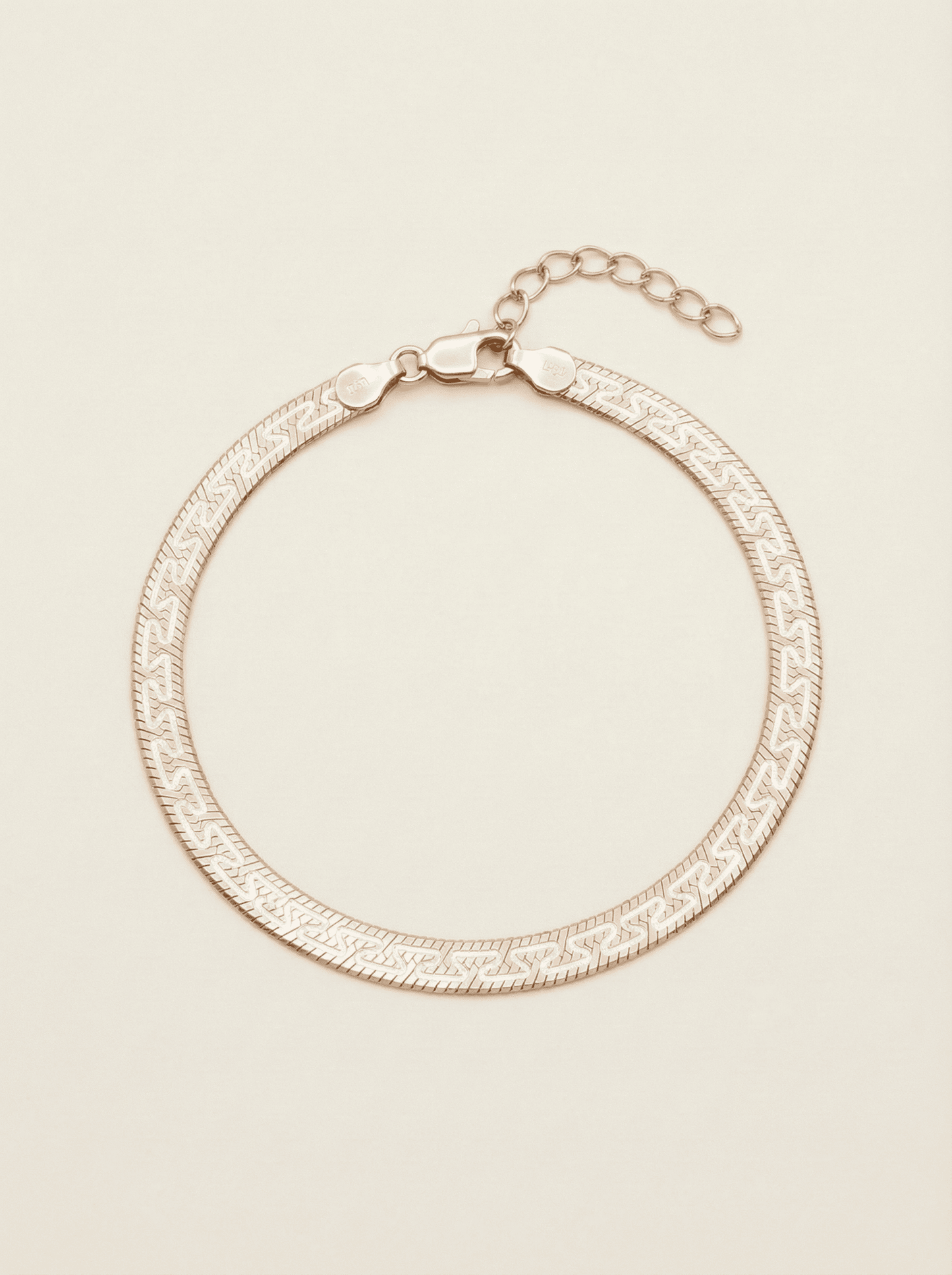 The Meander Rose Gold Herringbone Anklet
