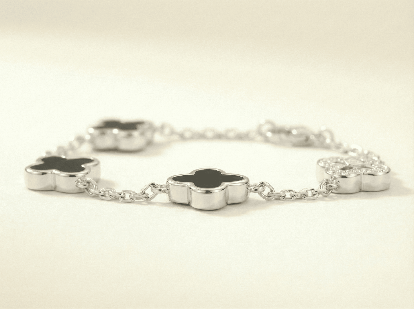 Noir & Luster: Quad-Clover Bracelet