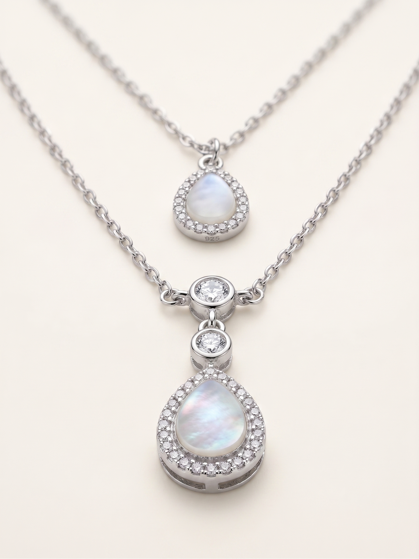 Lumina Layered Teardrop Halo Necklace