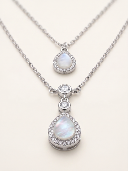 Lumina Layered Teardrop Halo Necklace