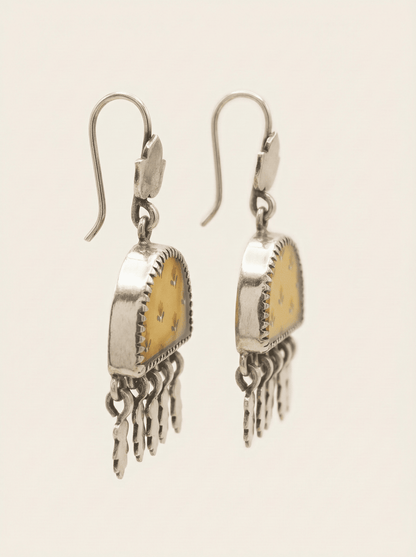 Saffron Meadow: Miniature Hand-Painted Silver Statement Earrings