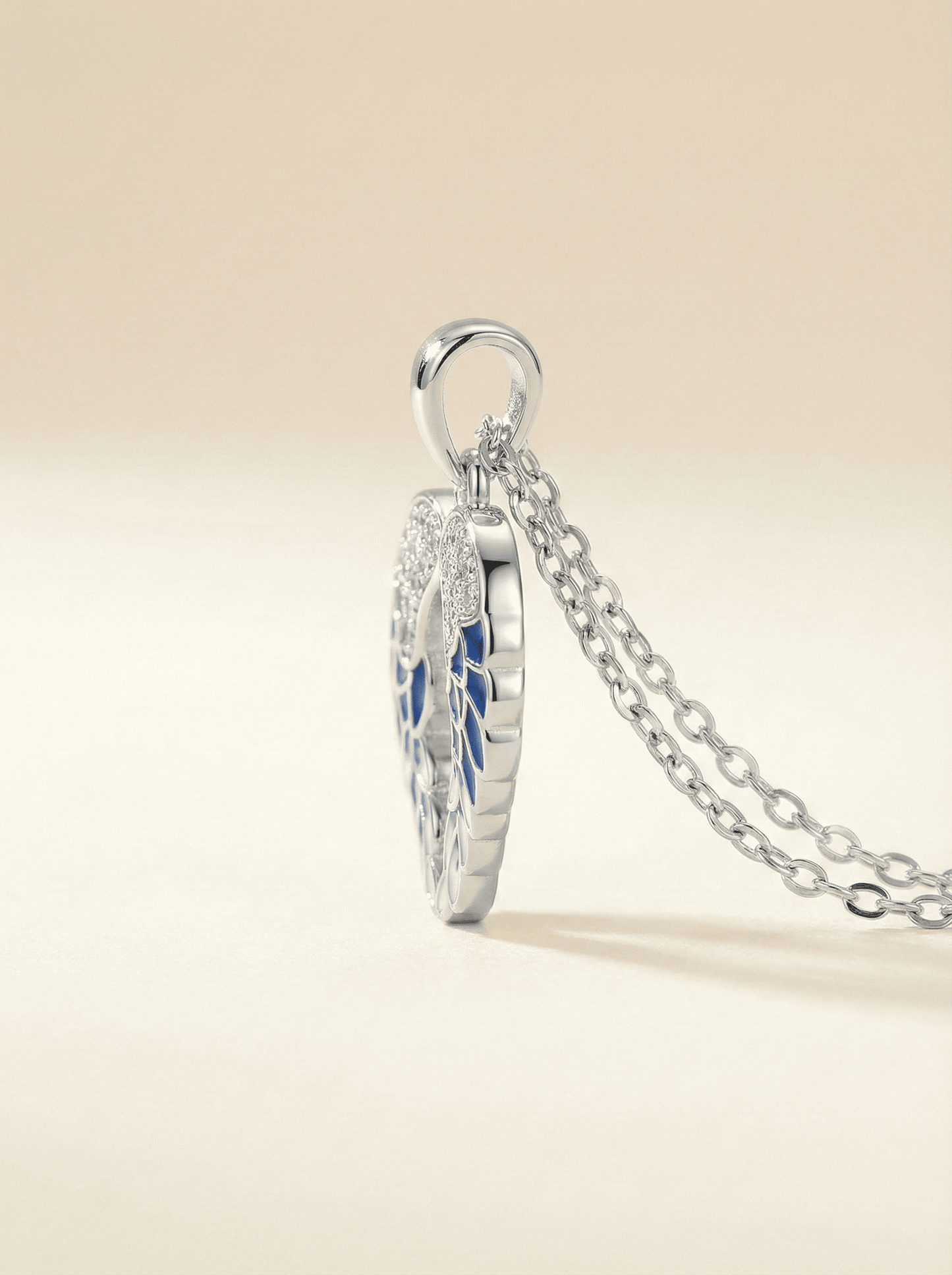 Azure Seraphic Wings Heart Necklace