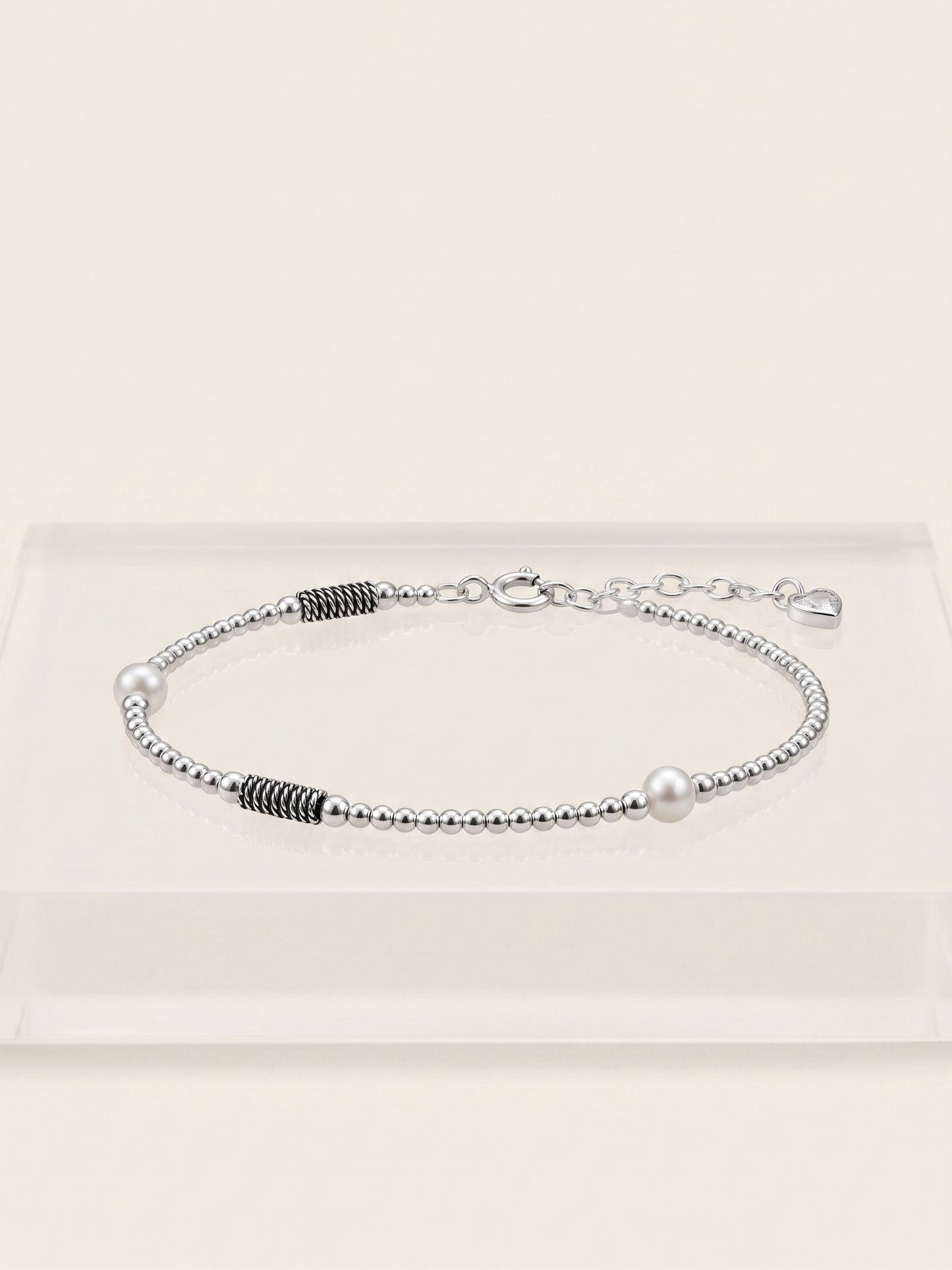 Lumina Pearl & Coiled Silver Beaded Bracelet