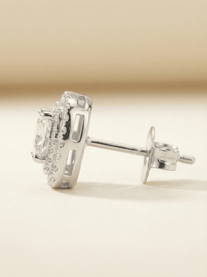 Luminous Cushion-Cut Double Halo Studs