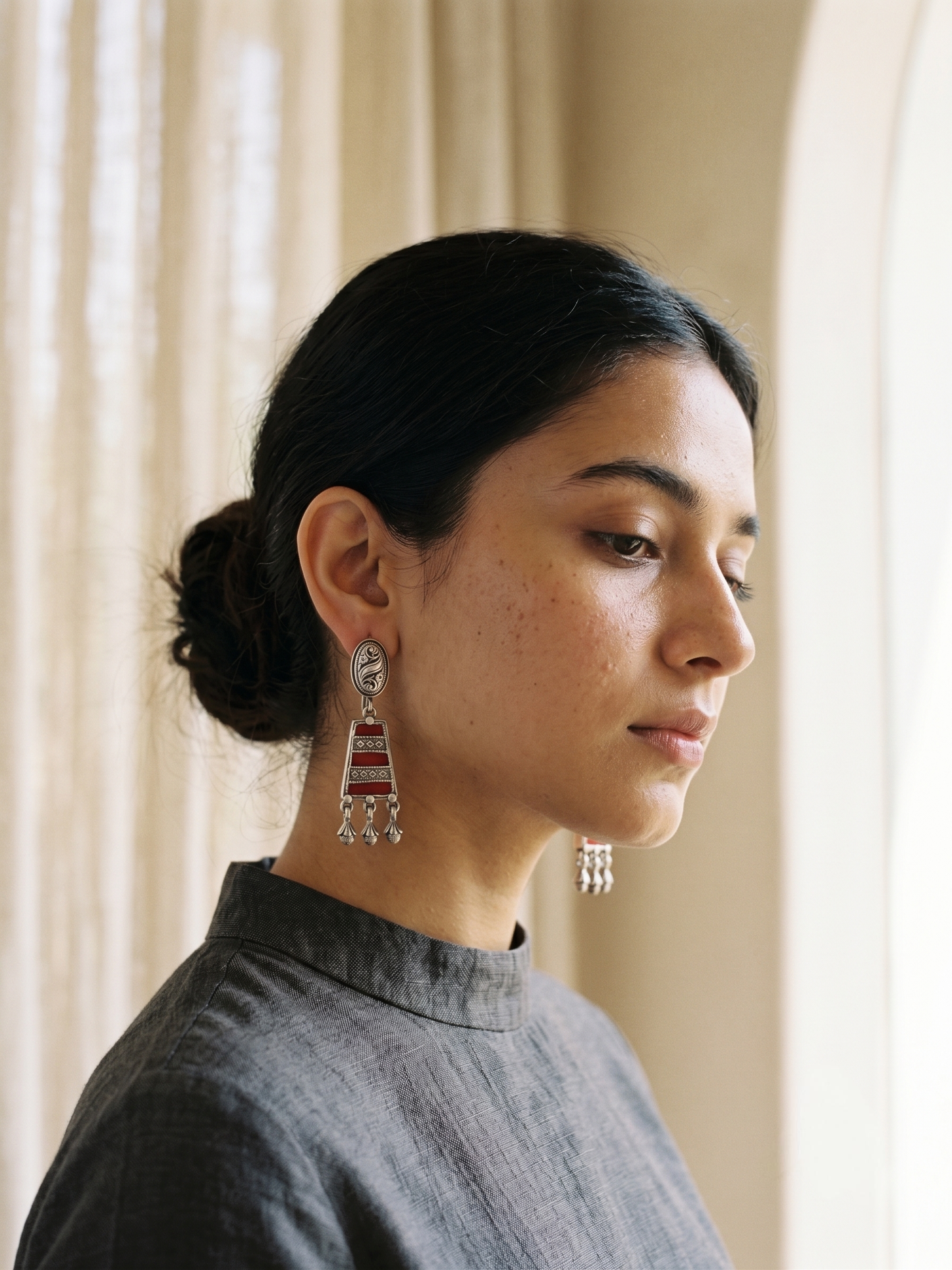 Scarlet Tapestry Tiered Drop Earrings