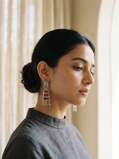 Scarlet Tapestry Tiered Drop Earrings