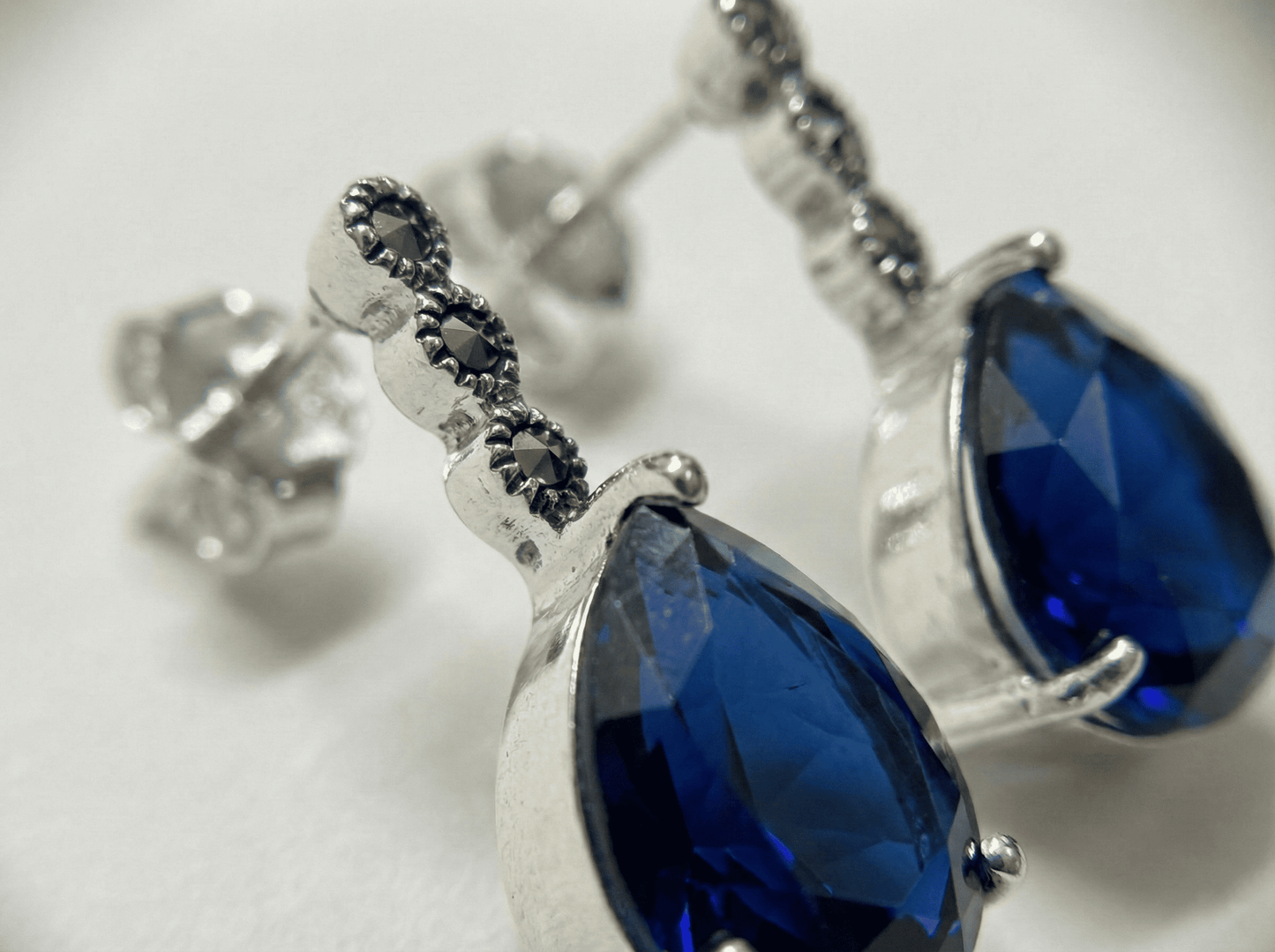 Azure Teardrop Marcasite Earrings