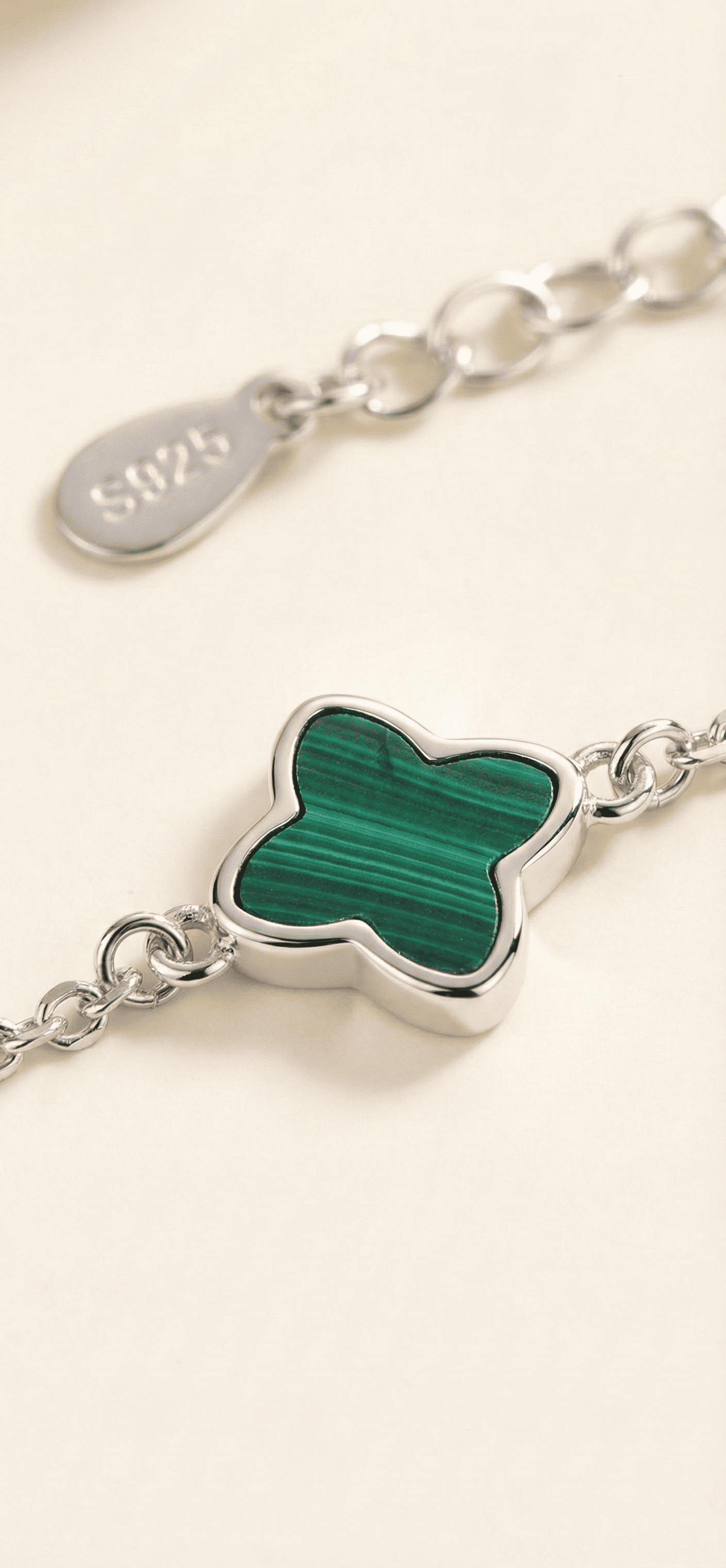 The Verdant Quadrifoil: Malachite 4-Clover Bracelet
