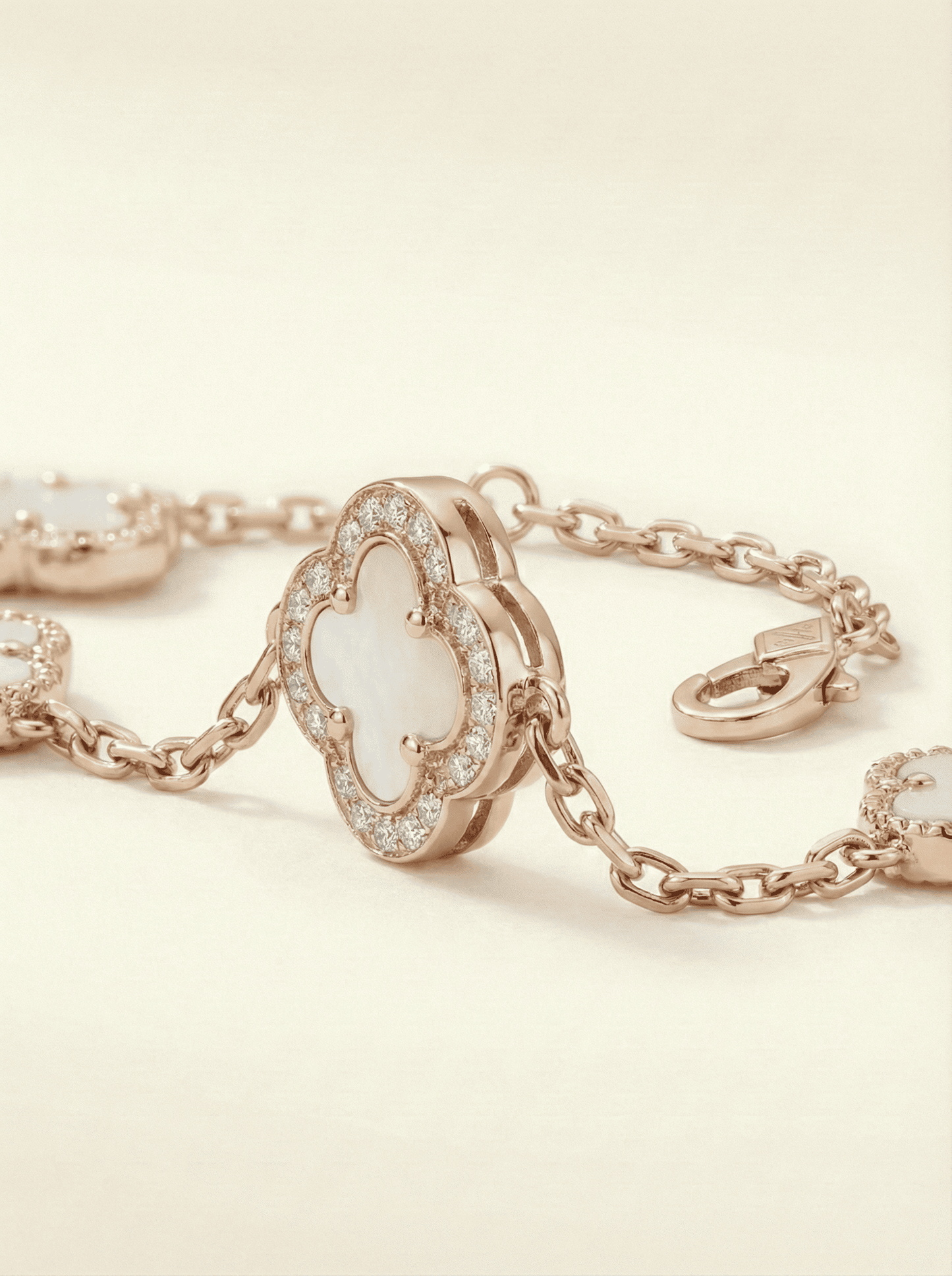 Petal & Pearl Mother of Pearl Rose Gold Clover Bracelet