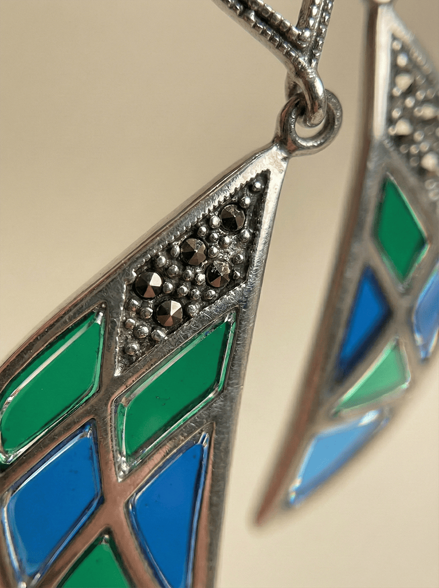 Azure & Emerald Mosaic Sail Earrings