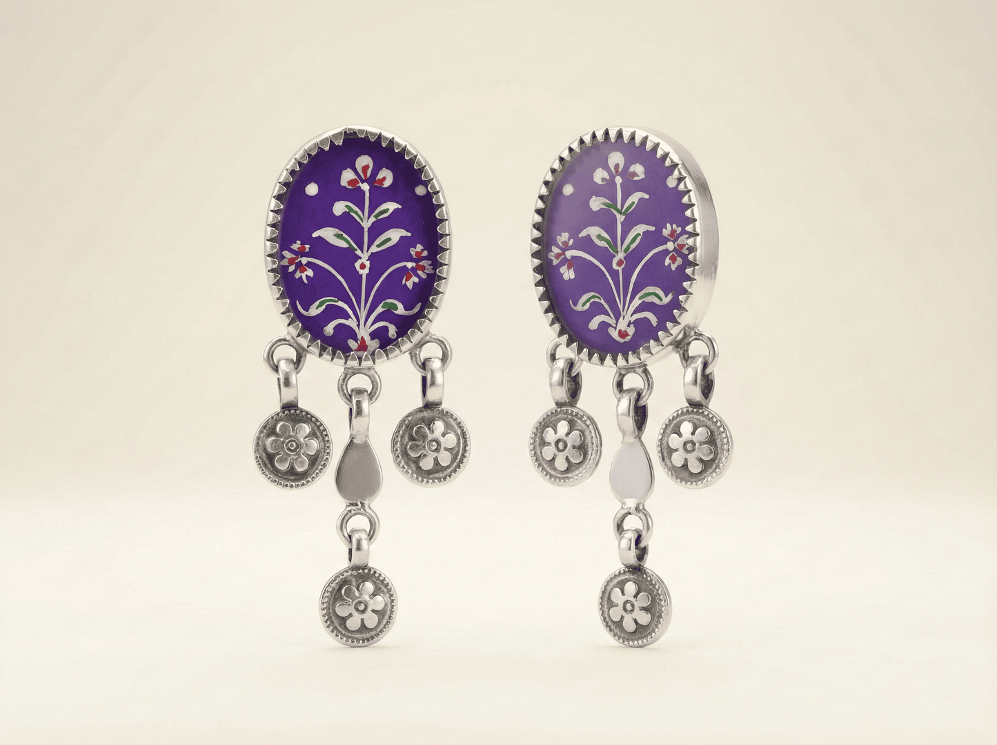 Purple Flora Heritage Dangle Earrings