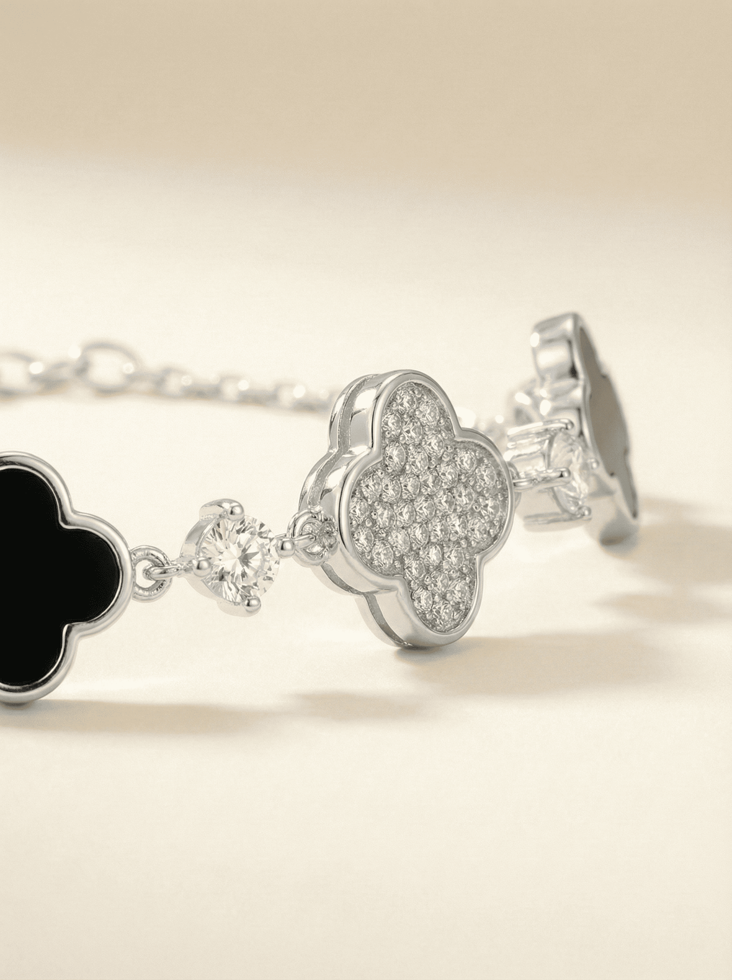 Midnight Bloom Clover Bracelet