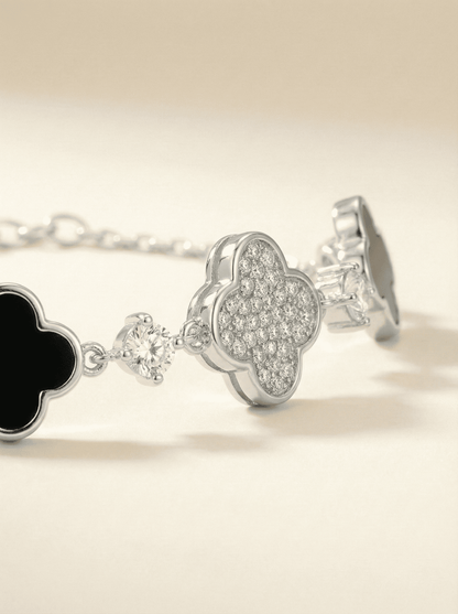 Midnight Bloom Clover Bracelet