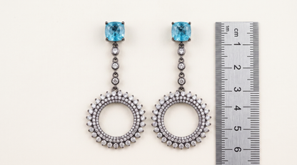 Midnight Azure Sunburst Drop Earrings
