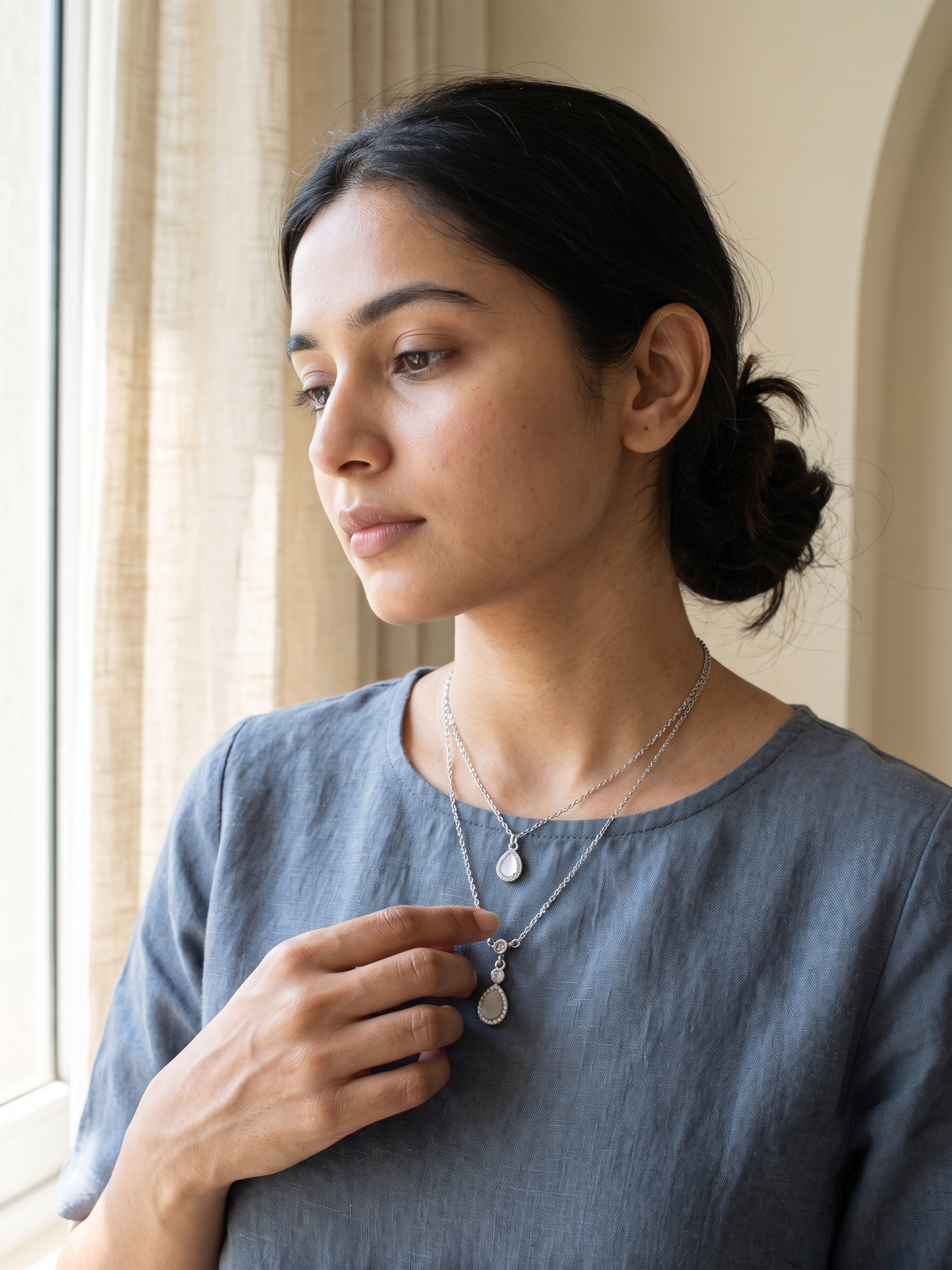 Lumina Layered Teardrop Halo Necklace