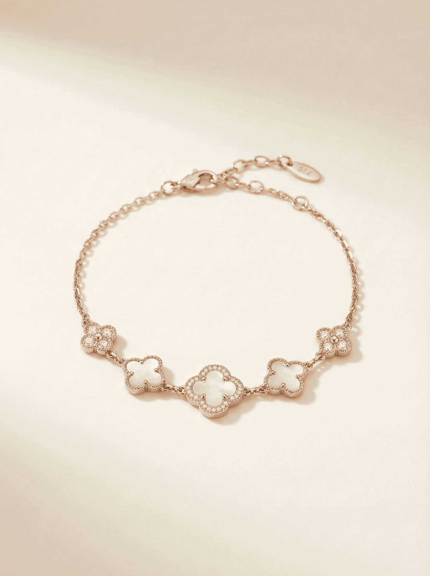 Petal & Pearl Mother of Pearl Rose Gold Clover Bracelet
