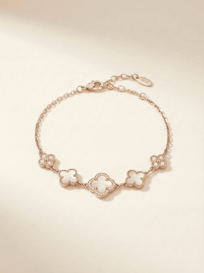 Petal & Pearl Mother of Pearl Rose Gold Clover Bracelet