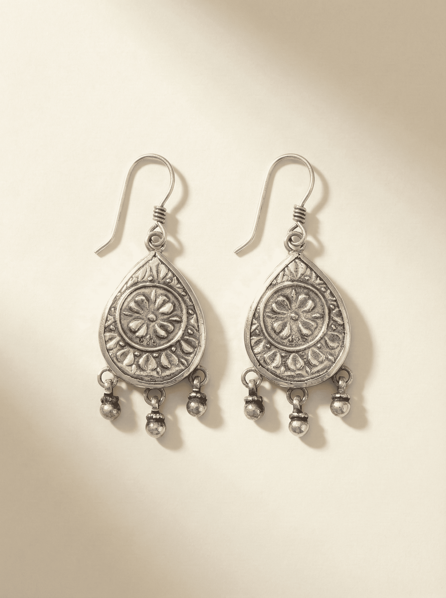Teardrop Indigo Bloom Silver Earrings