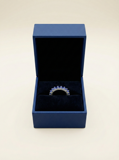 Azure Horizon Sapphire & Silver Eternity Band