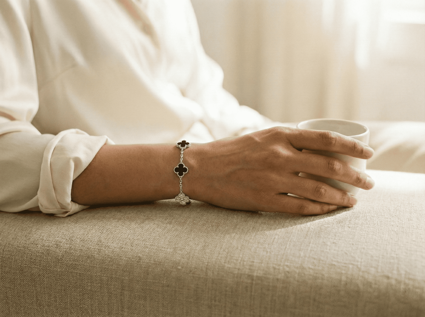 Noir & Luster: Quad-Clover Bracelet