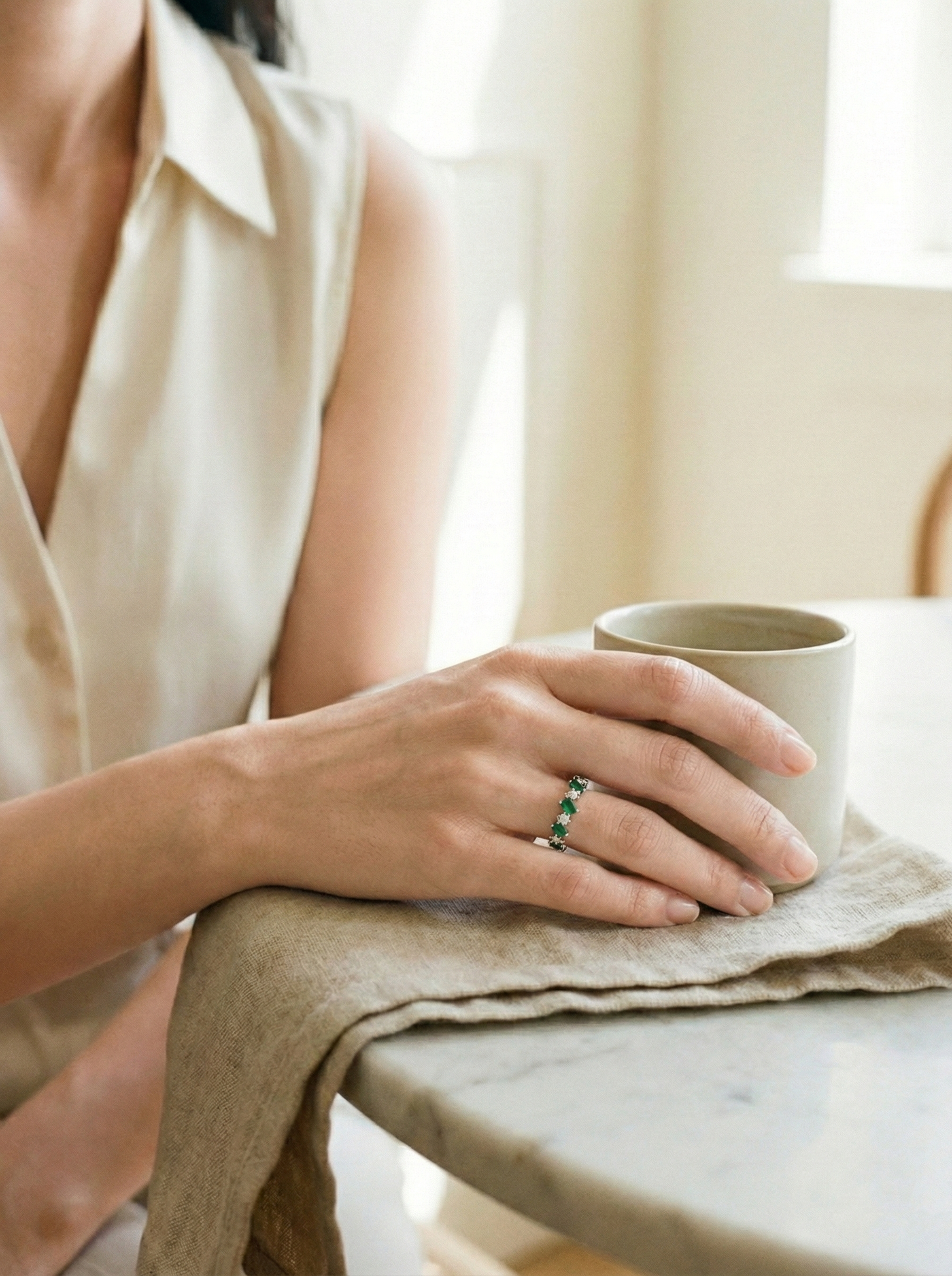 The Verdant Muse Staggered Baguette Ring