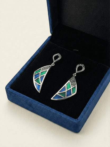 Azure & Emerald Mosaic Sail Earrings