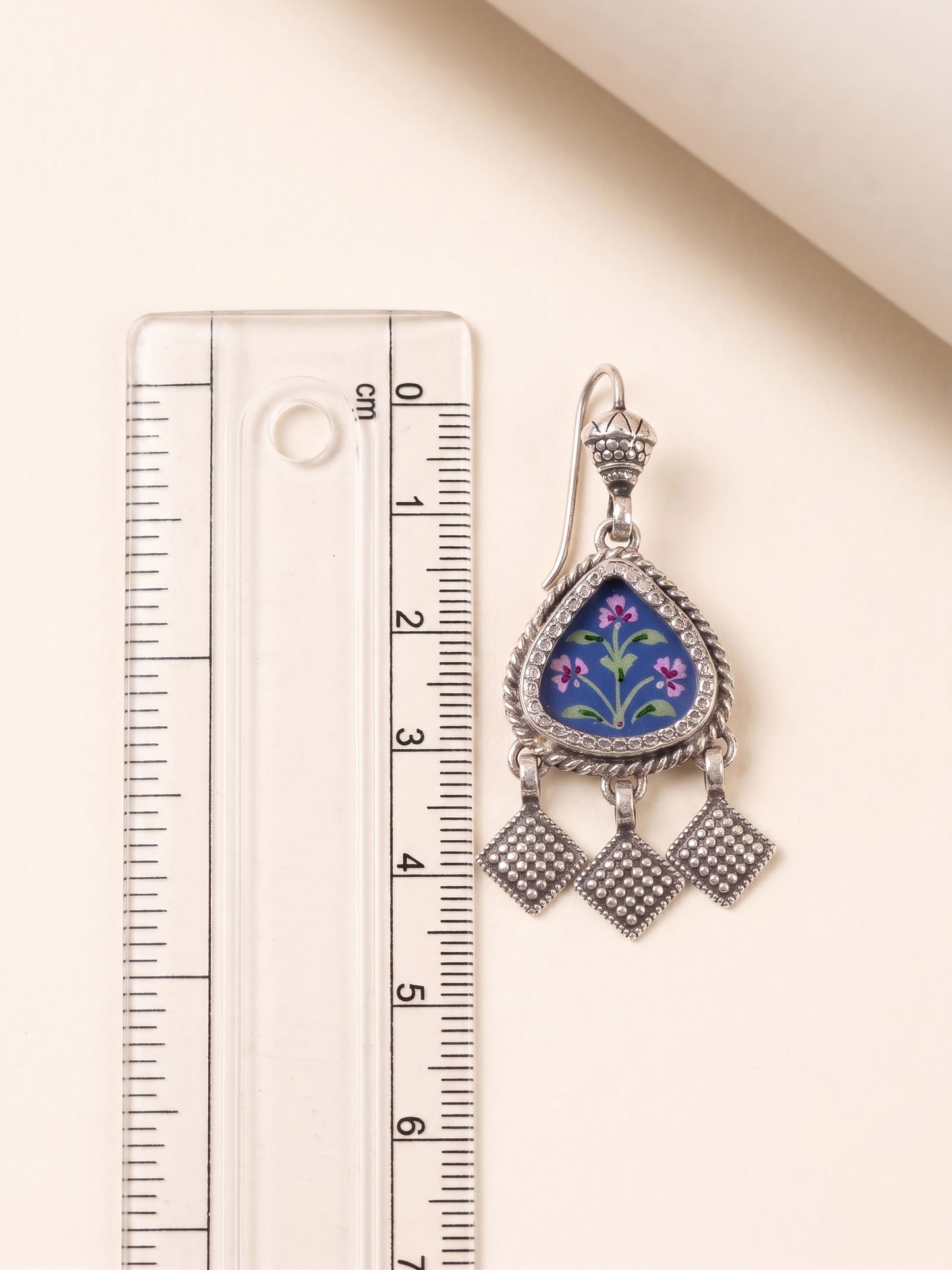 Midnight Flora Hand-Painted Teardrop Dangle Earrings