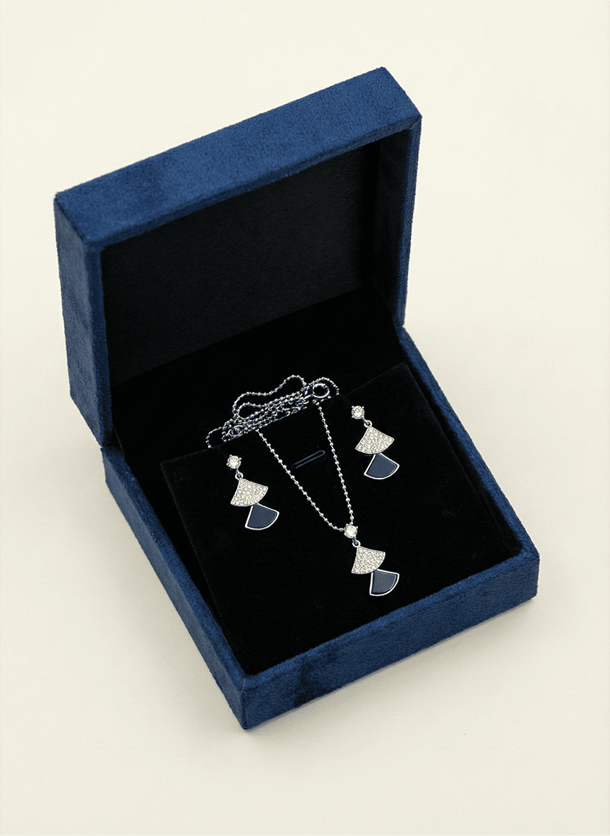 Midnight Mosaic Art Deco Fan Set