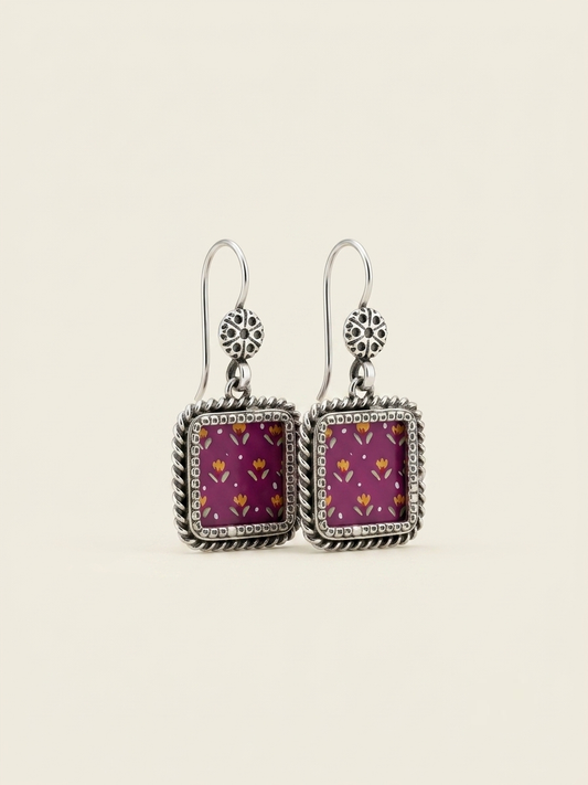 Amethyst Floral Rope-Edge Earrings