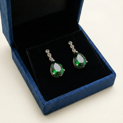 Azure Teardrop Marcasite Earrings