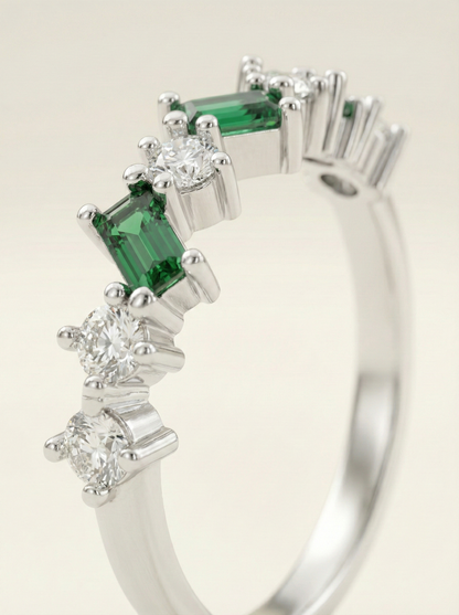 The Verdant Muse Staggered Baguette Ring