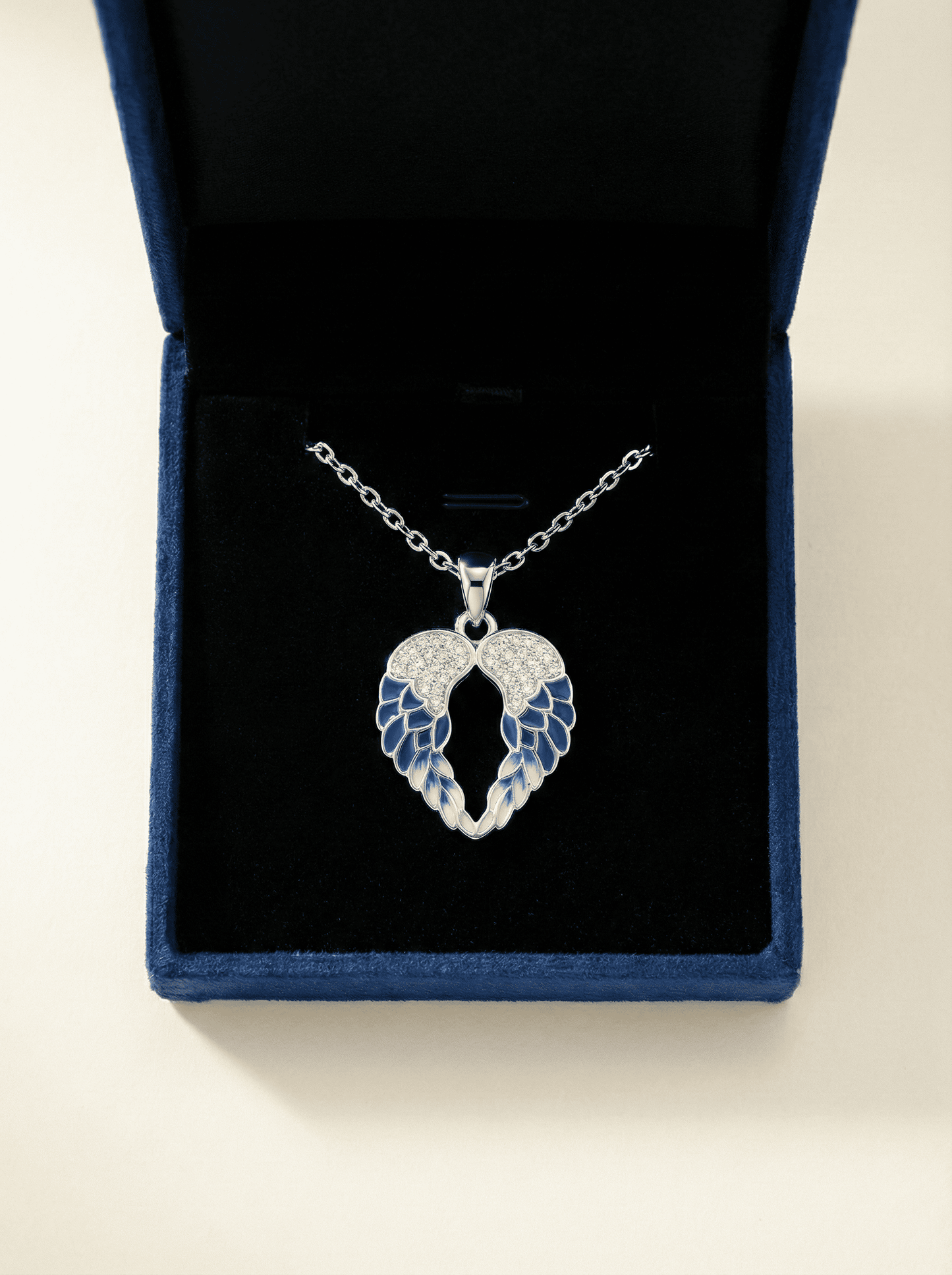 Azure Seraphic Wings Heart Necklace