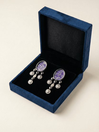 Purple Flora Heritage Dangle Earrings