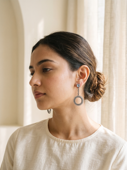 Midnight Azure Sunburst Drop Earrings